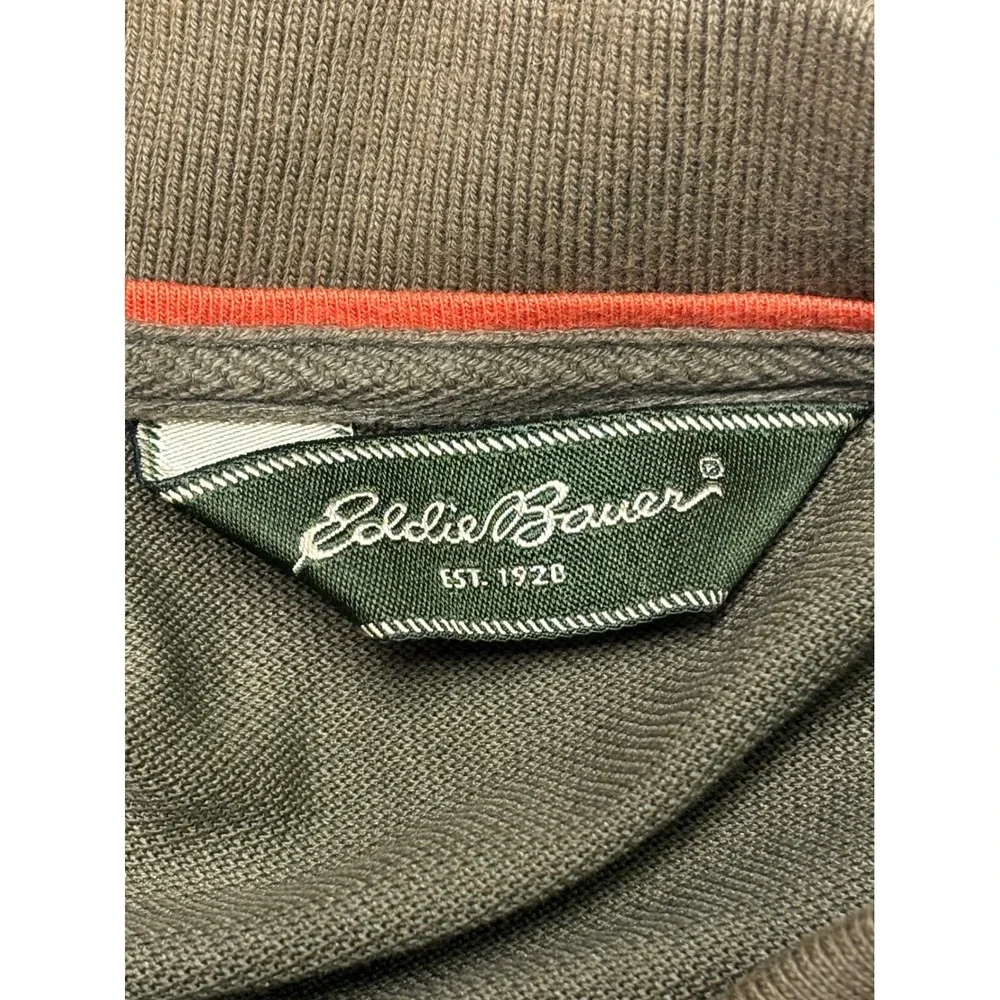 Eddie Bauer Mens XL Olive Green Short Sleeve Half Zip Polo‎ Shirt